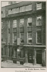 6 Frith Street, Soho, where Hazlitt died in 1830