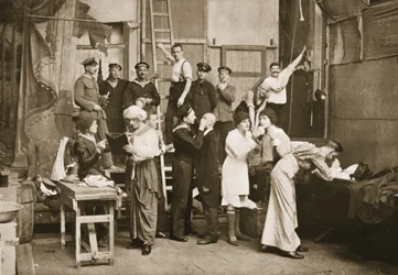 Behind the Scenes: Preparing for Amateur Theatricals, Handforth, illustration from German Prisoners in Great Britain