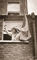 Christabel Pankhurst Waving to the Hunger Strikers from a House Overlooking Holloway Prison