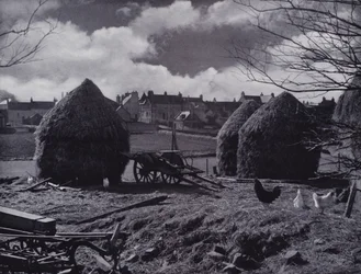 Farm stacks and village roofs at Oxton, Lauderdale