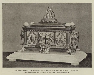 Gold Casket in which the Freedom of the City was presented to Mr Lidderdale