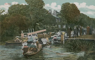 Goring - boating on the river. Postcard sent in 1913