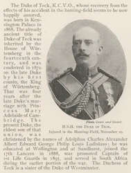 HSH the Duke of Teck, injured in the Hunting-Field, 29 November
