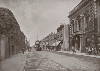 High Street, Hounslow, showing the Council Offices, on the Right