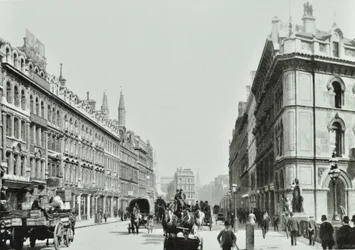 Holborn Viaduct, looking east, City of London, 1875