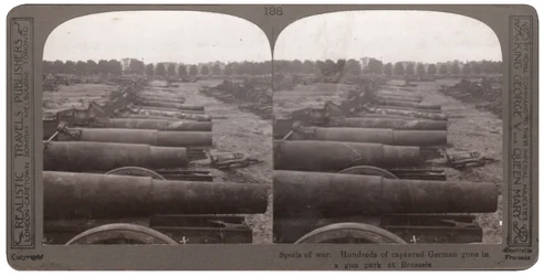Hundreds of captured German guns in a gun park at Brussels