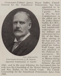 Lieutenant-Colonel J H Sadler, appointed Commissioner in Uganda
