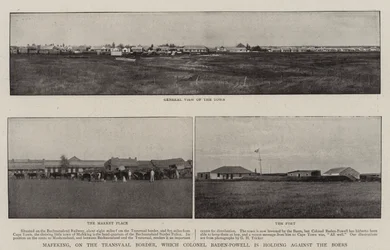 Mafeking, on the Transvaal Border, which Colonel Baden-Powell is holding against the Boers