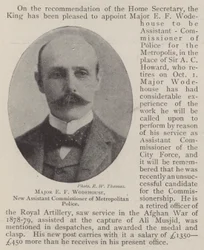 Major E F Wodehouse, New Assistant Commissioner of Metropolitan Police