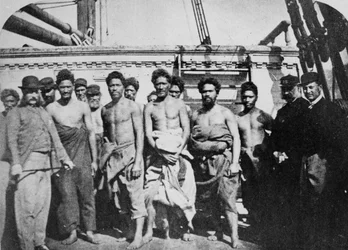 Maori Prisoners on Board a Prison Hulk in Wellington Harbour