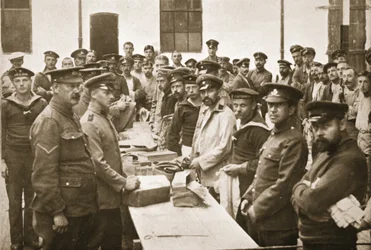 Parcels Arriving from Home, Handforth, illustration from German Prisoners in Great Britain