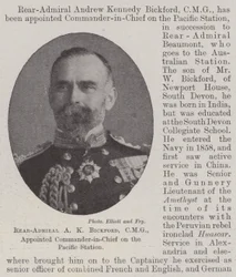 Rear-Admiral A K Bickford, CMG, appointed Commander-in-Chief on the Pacific Station