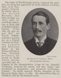 Sir Savile B Crossley, Baronet, New Paymaster-General