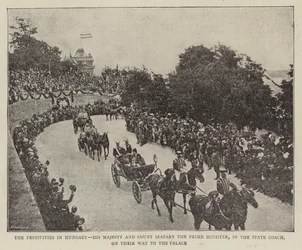 The Festivities in Hungary, His Majesty and Count Szapary the Prime Minister, in the State Coach, on their Way to the Palace