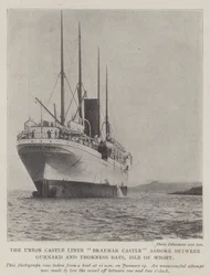 The Union Castle Liner Braemar Castle Ashore between Gurnard and Thorness Bays, Isle of Wight