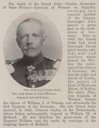 The late Duke of Saxe-Weimar, Patron of Art and Letters