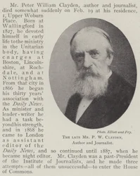 The late Mr P W Clayden, Author and Journalist