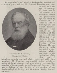 The Late Mr. S. Timmins, Shakespearian Scholar