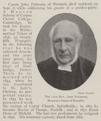 The late Reverend John Patteson, Honorary Canon of Norwich