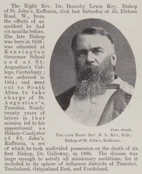The late Right Reverend B L Key, DD, Bishop of St Johns, Kaffraria