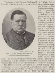The late Sir Thomas McIlwraith, Thrice Premier of Queensland