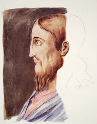 2nd Century portrait of Christ from the Roman Catacombs, drawing attributed to T. Heaphy, reproduced in The Outline of History: being a plain history of life and mankind by H.G. Wells, London