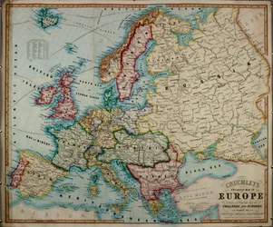 A 19th century coloured map of Europe, compiled for use in colleges and schools