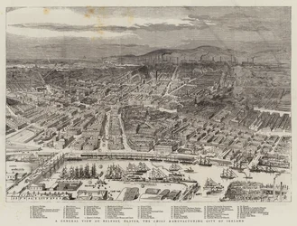 A General View of Belfast, Ulster, the Chief Manufacturing City of Ireland