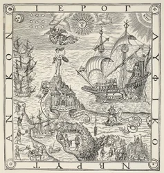 A Hieroglyphic of Britain, frontispiece to General and Rare Memorials pertayning to the perfecte Arte of Navigation by John Dee, 1577