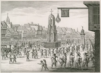 A North East view of Cheapside with The Cross and Conduit