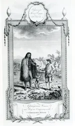 A Patagonian Woman and Boy in Company with Commodore Byron, illustration taken from Moore