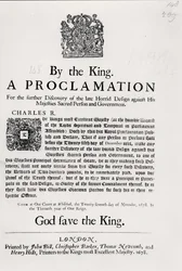 A Proclamation by the King, for the Further Discovery of the Late Horrid Design Against His Majesties Sacred Person and Government, 27th November 1678
