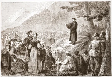 A Swiss Reformer Preaching to his Flock in the Open Field