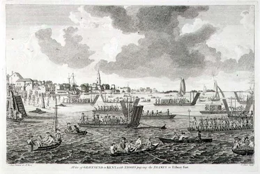 A View of Gravesend in Kent, with Troops Passing the Thames to Tilbury Fort