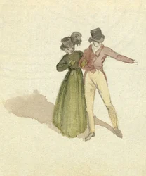 A couple strolling, c.1825