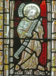 A north window depicting St Bartholomew
