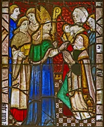 A panel in the east window depicting Confirmation