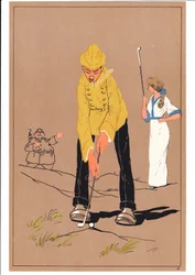A print of two golfers in comic and humorous postures