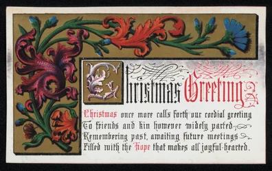 A Verse with Floral Scroll Pattern, Christmas Greetings Card