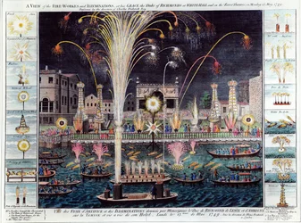 A view of the Fire-workes and Illuminations at his Grace the Duke of Richmond