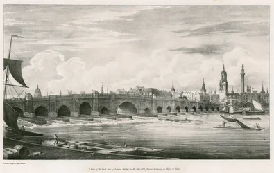 A view of the east side of London Bridge in the year 1827