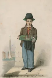 A Young Boy Pictured Holding a Cage Containing White Mice
