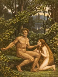 Adam and Eve, with Eve showing her obedience