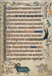 Add. 42130, f.169, Psalm 93, scenes of murder, from the Luttrell Psalter, c.1325-35
