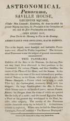 Advert for Astronomical Panorama, Savile House, Leicester Square, London