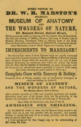Advert for Dr W B Marstons Museum of Anatomy and the Wonders of Nature
