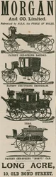 Advert for Morgan & Co Ltd, carriage makers, Long Acre and 10 Old Bond Street, London
