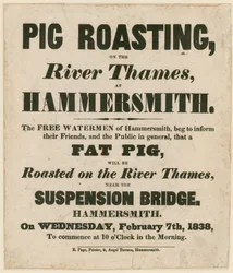 Advertisement for Pig Roasting on the River Thames