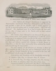 Advertisement for St Marylebone Alms Houses