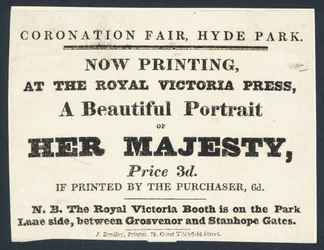 Advertisement for Printed Portraits of Queen Victoria